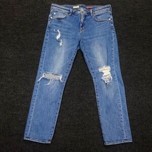 Pilcro Anthropologie Mid Rise Boyfriend Distressed Ankle Jeans Womens Size 30